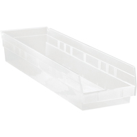 Bacs de rangement pour tablettes, 6-5/8" la x 4" H x 23-5/8" p, Transparent, Capacit&eacute; 50 lb TGS INDUSTRIEL