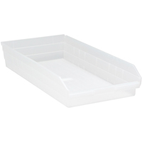 Bacs de rangement pour tablettes, 11-1/8" la x 4" H x 23-5/8" p, Transparent, Capacit&eacute; 50 lb TGS INDUSTRIEL