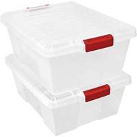 Contenant avec loquets en plastique,  la x 21" p x 7,75" h, Transparent TGS INDUSTRIEL