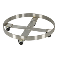 Chariots pour barils, Acier inoxydable, Capacit&eacute;e 800 lb, Diam&egrave;tre 23-1/4", Roue en Caoutchouc TGS INDUSTRIEL