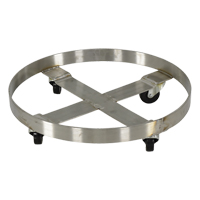 Chariots pour barils, Acier inoxydable, Capacit&eacute;e 800 lb, Diam&egrave;tre 23-1/4", Roue en Caoutchouc TGS INDUSTRIEL
