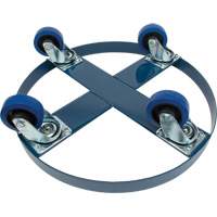 Chariot pour baril, Acier, Capacit&eacute;e 1400 lb, Diam&egrave;tre 24", Roue en &eacute;lastique bleu TGS INDUSTRIEL