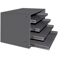 Compartment Box Cabinets, Steel, 4 Slots, 20" W x 15-3/4" D x 15" H, Grey TGS INDUSTRIEL