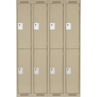 Clean Line Lockers, 2 -tier, Bank of 4, 48" x 18" x 72", Steel, Beige, Rivet (Assembled) TGS INDUSTRIEL