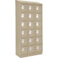 Clean Line Lockerette , 6 -tier, Bank of 3, 36" x 18" x 82", Steel, Beige, Rivet (Assembled) TGS INDUSTRIEL