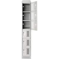 Assembled Lockerettes Clean Line Perforated Economy Lockers, 6 -tier, 18" x 72" x 12", Steel TGS INDUSTRIEL