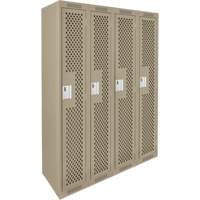 Clean Line Lockers, Bank of 4, 48" x 15" x 72", Steel, Beige, Rivet (Assembled), Perforated TGS INDUSTRIEL