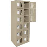 Assembled Lockerettes Clean Line Perforated Economy Lockers, 6 -tier, Bank of 2, 18" x 72" x 12", Steel TGS INDUSTRIEL