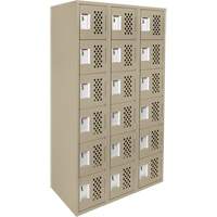 Assembled Lockerettes Clean Line Perforated Economy Lockers, 6 -tier, Bank of 3, 18" x 72" x 12", Steel TGS INDUSTRIEL