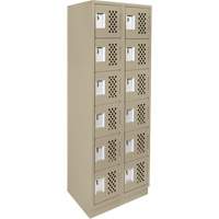 Assembled Lockerettes Clean Line Perforated Economy Lockers, 6 -tier, Bank of 2, 18" x 72" x 12", Steel TGS INDUSTRIEL