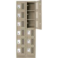 Assembled Lockerettes Clean Line Perforated Economy Lockers, 6 -tier, Bank of 2, 18" x 72" x 12", Steel TGS INDUSTRIEL