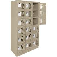 Assembled Lockerettes Clean Line Perforated Economy Lockers, 6 -tier, Bank of 3, 18" x 72" x 12", Steel TGS INDUSTRIEL