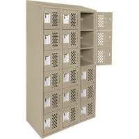 Assembled Lockerettes Clean Line Perforated Economy Lockers, 6 -tier, Bank of 3, 18" x 72" x 12", Steel TGS INDUSTRIEL
