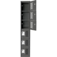 Assembled Lockerettes Clean Line Perforated Economy Lockers, 6 -tier, 18" x 72" x 12", Steel TGS INDUSTRIEL