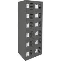Assembled Lockerettes Clean Line Perforated Economy Lockers, 6 -tier, Bank of 2, 18" x 72" x 12", Steel TGS INDUSTRIEL