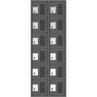 Assembled Lockerettes Clean Line Perforated Economy Lockers, 6 -tier, Bank of 2, 18" x 72" x 12", Steel TGS INDUSTRIEL