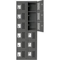 Assembled Lockerettes Clean Line Perforated Economy Lockers, 6 -tier, Bank of 2, 18" x 72" x 12", Steel TGS INDUSTRIEL