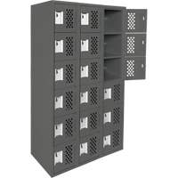 Assembled Lockerettes Clean Line Perforated Economy Lockers, 6 -tier, Bank of 3, 18" x 72" x 12", Steel TGS INDUSTRIEL