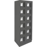 Assembled Lockerettes Clean Line Perforated Economy Lockers, 6 -tier, Bank of 2, 18" x 72" x 12", Steel TGS INDUSTRIEL