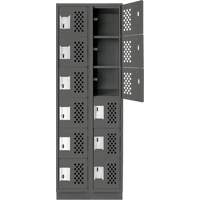 Assembled Lockerettes Clean Line Perforated Economy Lockers, 6 -tier, Bank of 2, 18" x 72" x 12", Steel TGS INDUSTRIEL