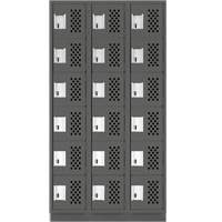 Assembled Lockerettes Clean Line Perforated Economy Lockers, 6 -tier, Bank of 3, 18" x 72" x 12", Steel TGS INDUSTRIEL