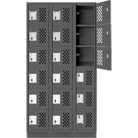 Assembled Lockerettes Clean Line Perforated Economy Lockers, 6 -tier, Bank of 3, 18" x 72" x 12", Steel TGS INDUSTRIEL