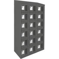 Assembled Lockerettes Clean Line Perforated Economy Lockers, 6 -tier, Bank of 3, 18" x 72" x 12", Steel TGS INDUSTRIEL