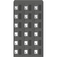 Assembled Lockerettes Clean Line Perforated Economy Lockers, 6 -tier, Bank of 3, 18" x 72" x 12", Steel TGS INDUSTRIEL
