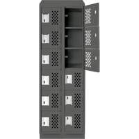 Assembled Lockerettes Clean Line Perforated Economy Lockers, 6 -tier, Bank of 2, 18" x 72" x 12", Steel TGS INDUSTRIEL