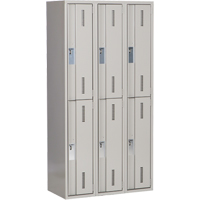 Concorde Heavy-Duty Lockers, 2 -tier, Bank of 3, 36" x 18" x 72", Steel, Grey, Welded (Assembled) TGS INDUSTRIEL