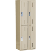 Concorde Heavy-Duty Lockers, 2 -tier, Bank of 2, 24" x 18" x 72", Steel, Beige, Welded (Assembled) TGS INDUSTRIEL
