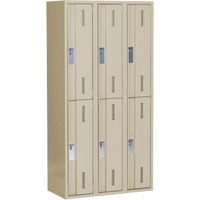 Concorde Heavy-Duty Lockers, 2 -tier, Bank of 3, 36" x 18" x 72", Steel, Beige, Welded (Assembled) TGS INDUSTRIEL