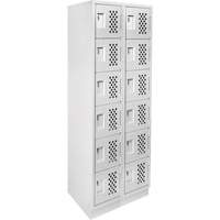 Assembled Lockerettes Clean Line Perforated Economy Lockers, 6 -tier, Bank of 2, 18" x 72" x 12", Steel TGS INDUSTRIEL