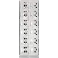 Assembled Lockerettes Clean Line Perforated Economy Lockers, 6 -tier, Bank of 2, 18" x 72" x 12", Steel TGS INDUSTRIEL