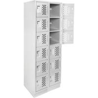 Assembled Lockerettes Clean Line Perforated Economy Lockers, 6 -tier, Bank of 2, 18" x 72" x 12", Steel TGS INDUSTRIEL