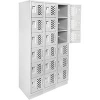 Assembled Lockerettes Clean Line Perforated Economy Lockers, 6 -tier, Bank of 3, 18" x 72" x 12", Steel TGS INDUSTRIEL