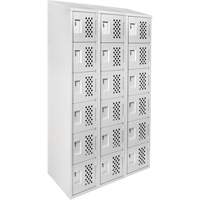 Assembled Lockerettes Clean Line Perforated Economy Lockers, 6 -tier, Bank of 3, 18" x 72" x 12", Steel TGS INDUSTRIEL