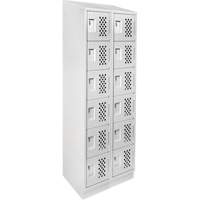 Assembled Lockerettes Clean Line Perforated Economy Lockers, 6 -tier, Bank of 2, 18" x 72" x 12", Steel TGS INDUSTRIEL