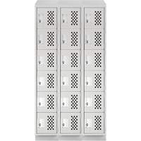 Assembled Lockerettes Clean Line Perforated Economy Lockers, 6 -tier, Bank of 3, 18" x 72" x 12", Steel TGS INDUSTRIEL