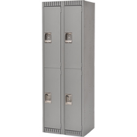 Lockers, 2 -tier, Bank of 2, 24" x 18" x 72", Steel, Grey, Knocked Down TGS INDUSTRIEL