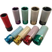 Jeu de douilles &agrave; chocs principales &agrave; paroi mince, 9 Morceaux, Prise de 1/2" TGS INDUSTRIEL