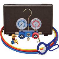 Automotive R134A 2-Way Manifold Gauge Set with 3-In-1 Side Mount Can Tap Valve TGS INDUSTRIEL