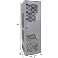 Gear Locker with Door, Steel, 24" W x 18" D x 72" H, Grey TGS INDUSTRIEL