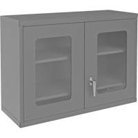 Armoire de rangement murale avec portes transparentes, 26-15/16" h x 35-7/8" la x 13-11/16" p, 2 tablettes, Acier, Gris TGS INDUSTRIEL