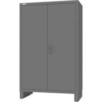 Cabinet with Hanging Bar & Standard Recessed Doors, Steel, 78" H x 48" W x 24" D, Grey TGS INDUSTRIEL