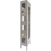Vented Lockers, 2 -tier, 12" x 18" x 78", Steel, Grey, Knocked Down, Perforated TGS INDUSTRIEL