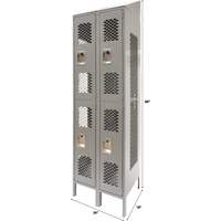 Casiers ventil&eacute;s, 2 niveaux, Bloc de 2, 24" x 18" x 88", Acier, Gris, D&eacute;mont&eacute;, Perfor&eacute; TGS INDUSTRIEL