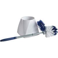 Brosse &agrave; cuvettes avec lave-rebord et valet, 15" l, Soies Synth&eacute;tique, Blanc TGS INDUSTRIEL