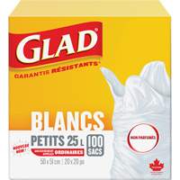 Petits sacs &agrave; ordures 25 L sans parfum, R&eacute;gulier, 20" la x 20" lo, Blanc TGS INDUSTRIEL