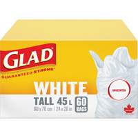 Sacs &agrave; ordures hauts 45 L sans parfum, R&eacute;gulier, 24" la x 28" lo, Blanc TGS INDUSTRIEL
